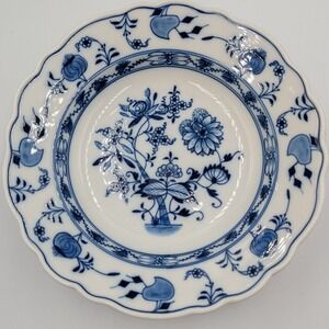 Meissen Blue Onion Porcelain Dessert Plates Scalloped Set of 4 8"